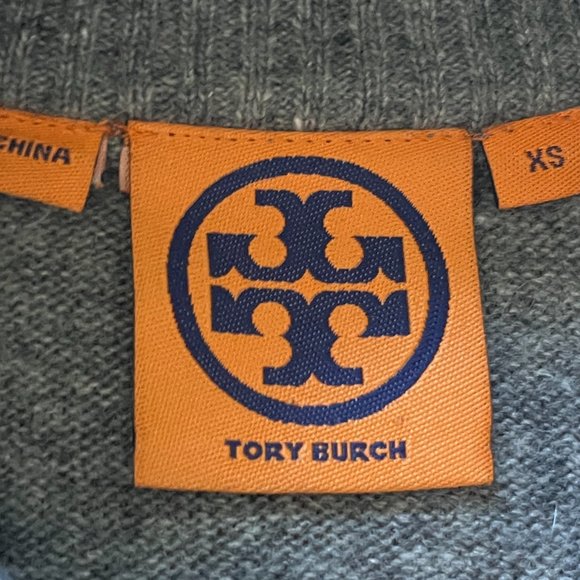 TORY BURCH Gray Merino Wool Ruffle Cardigan Sweater Top Women's Size XS - Picture 2 of 9